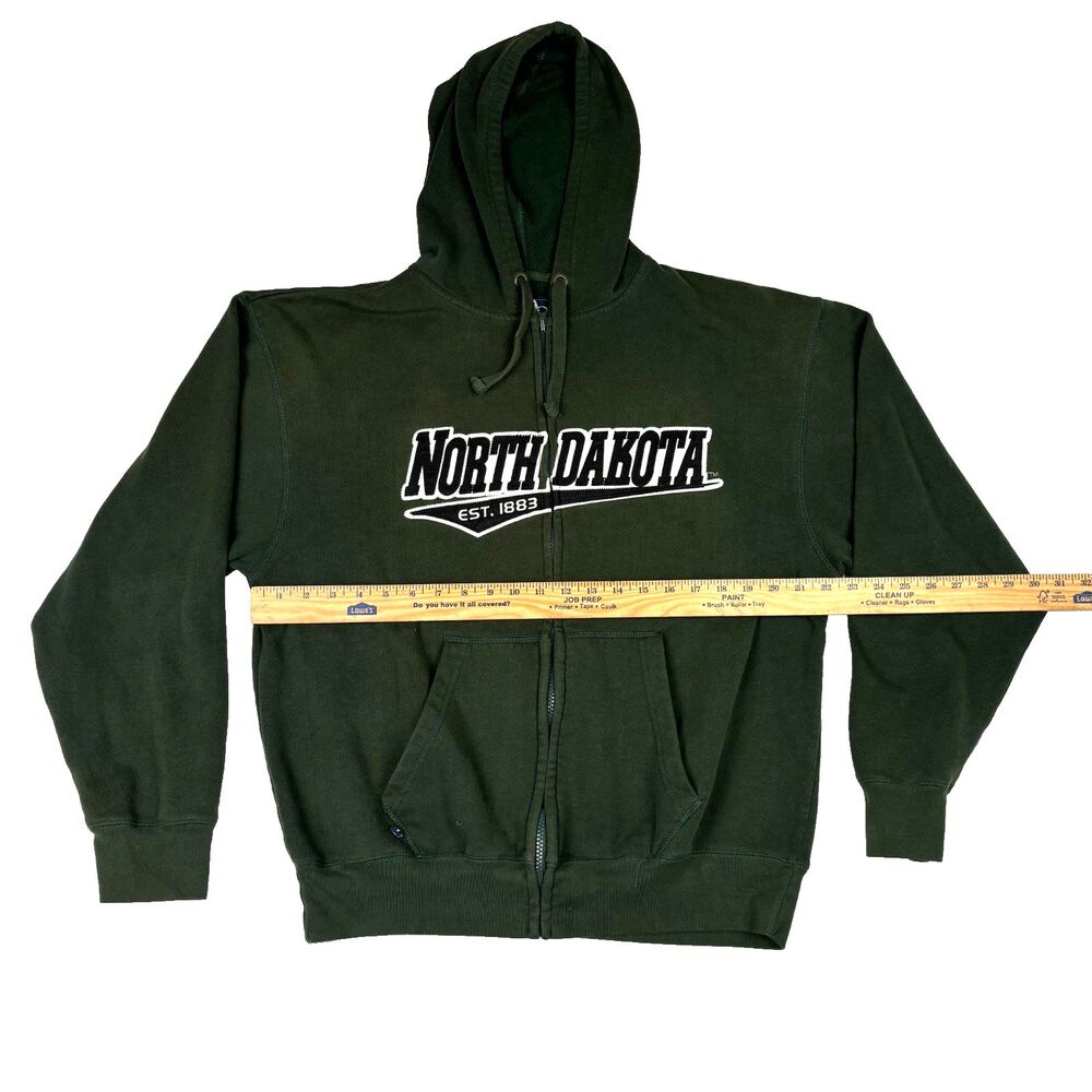 North Dakota J America Green Long Sleeve‎ Full Zip Sweatshirt Hoodie XL - Picture 5 of 6